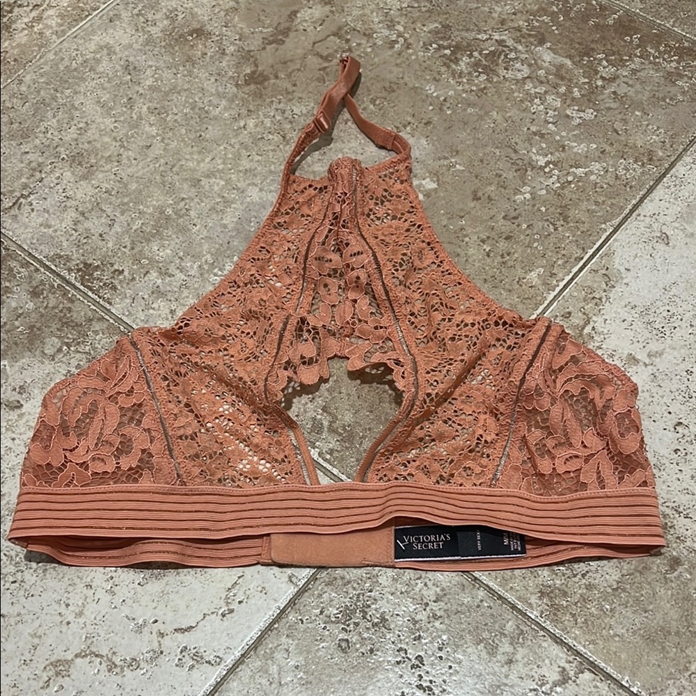 Victoria's Secret Brown Lace Halter Bra